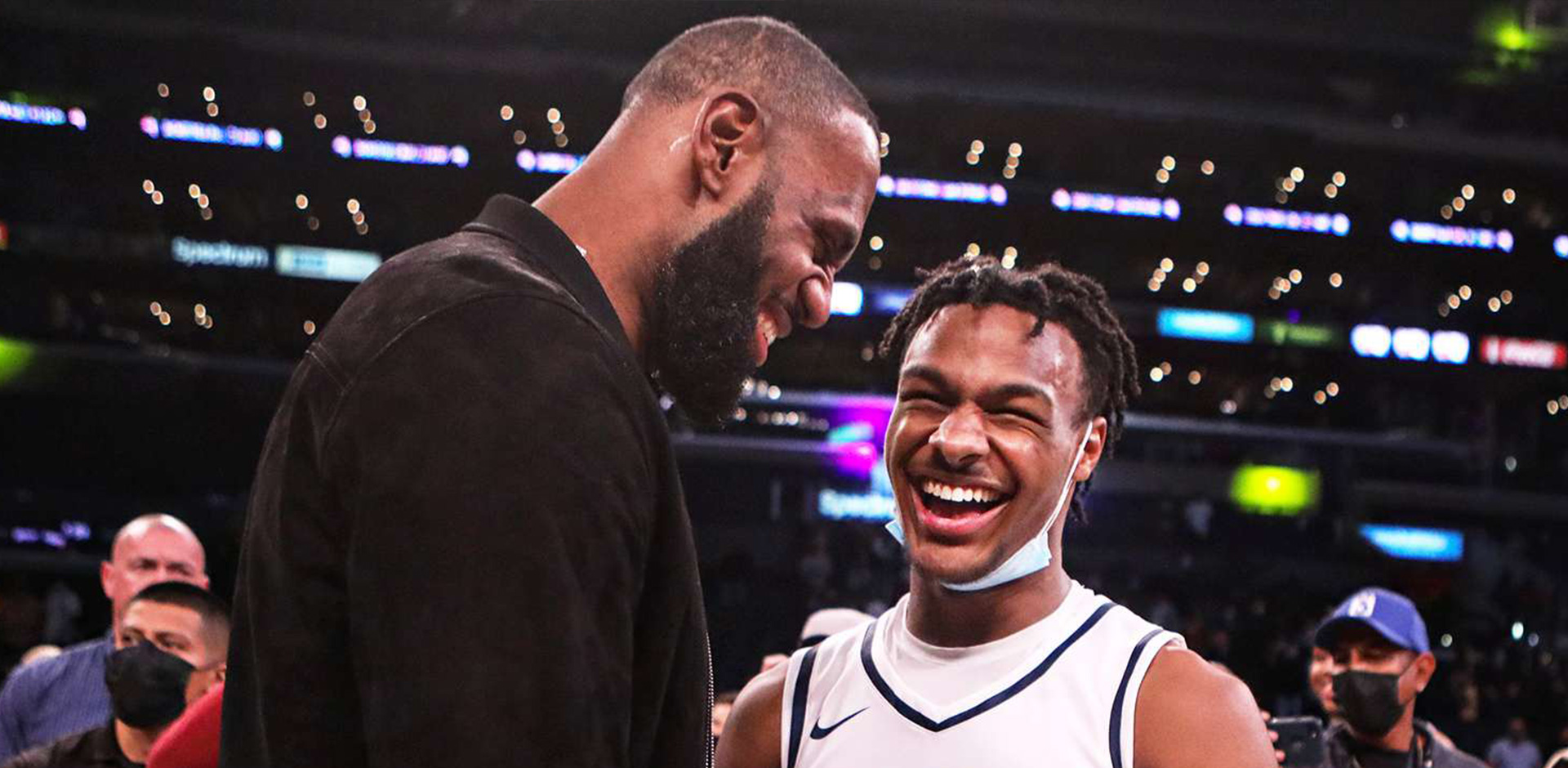 Bronny James and Father, Lebron James at basketball Tournament