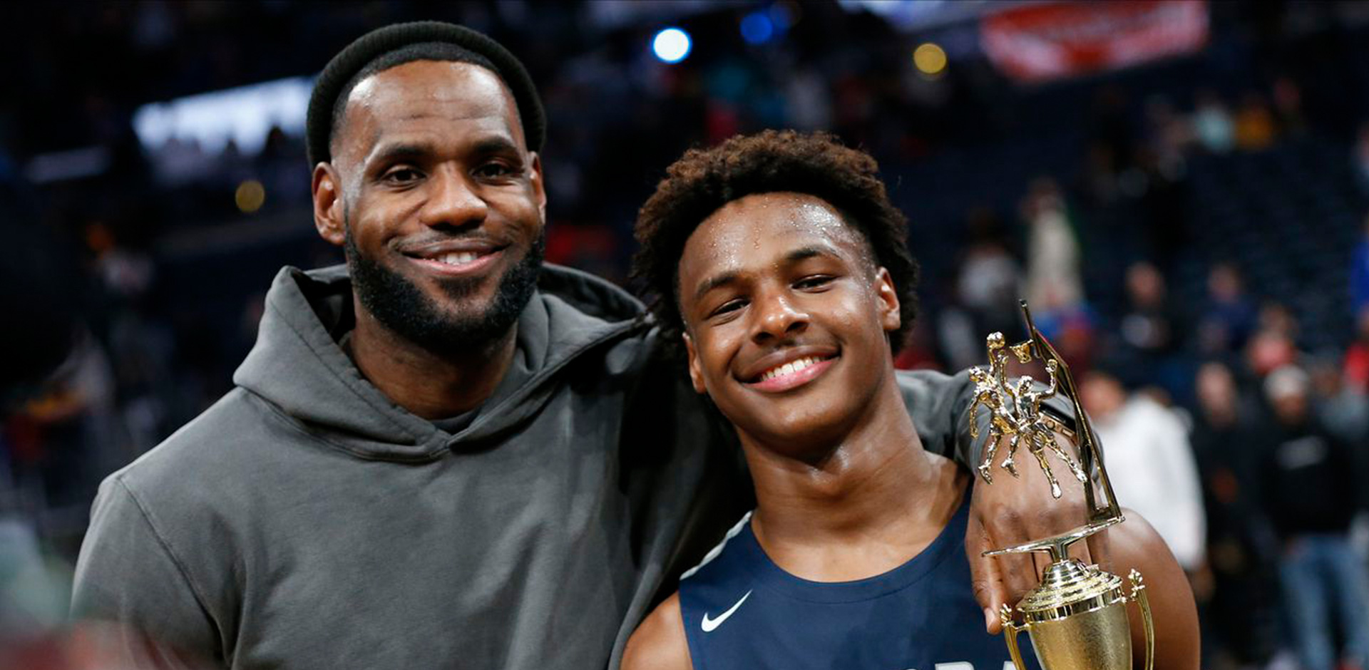 Bronny James and Father, Lebron James at basketball Tournament