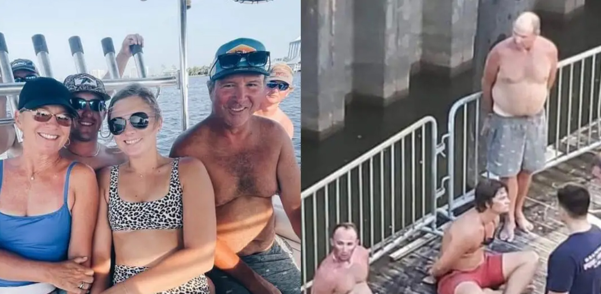 Some of people fighting on the boat dock