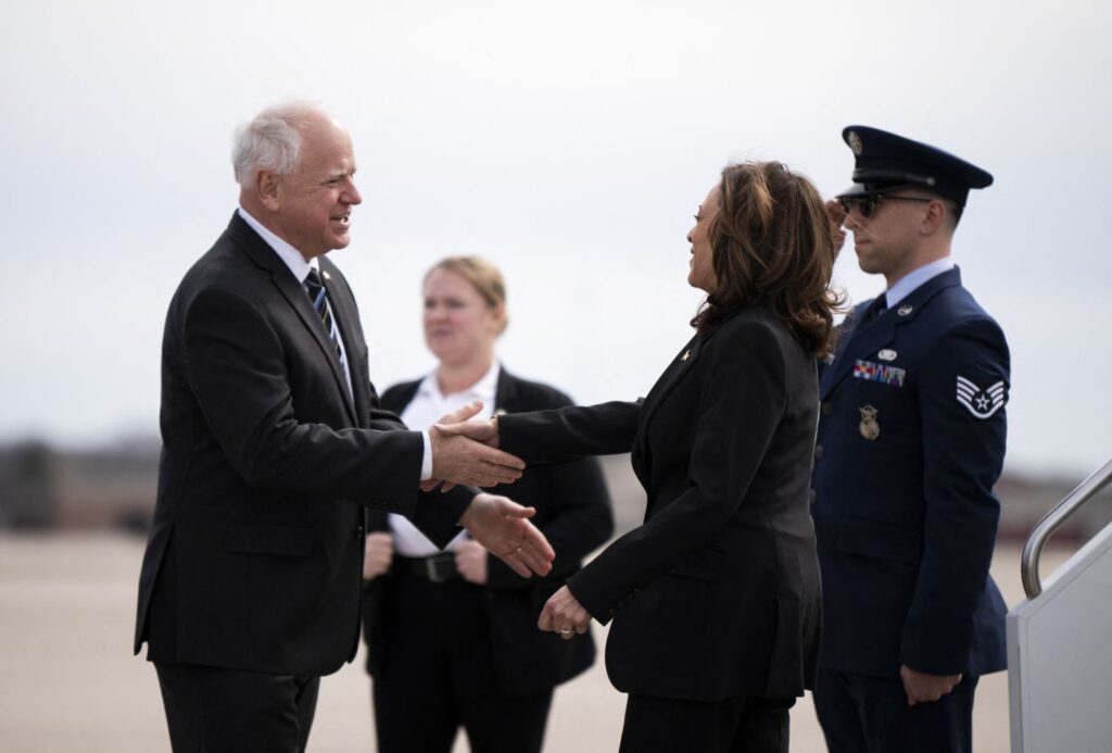 Tim Walz meeting Kamala Harris