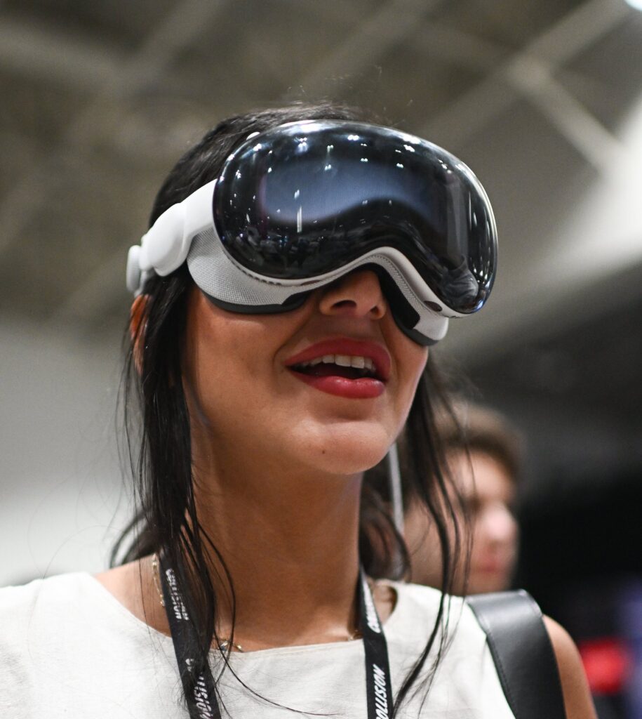 The Apple Vision Pro headset; Apple has cut roughly 200 jobs across its Vision Pro and Siri teams