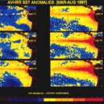 NOAA sea surface temperature anomaly map illustrating El Nino conditions