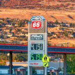 A gas station fuel price sign; the national average for regular gasoline has topped $4 every day in August 2026, an all-time first