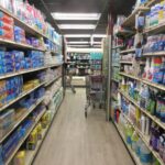 A grocery store aisle; food-at-home prices are up roughly 25% over the past five years, and most Americans now cite groceries as their biggest cost-of-living pressure