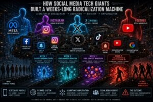 How Social Media Tech Giants Built a Weeks-Long Radicalization Machine