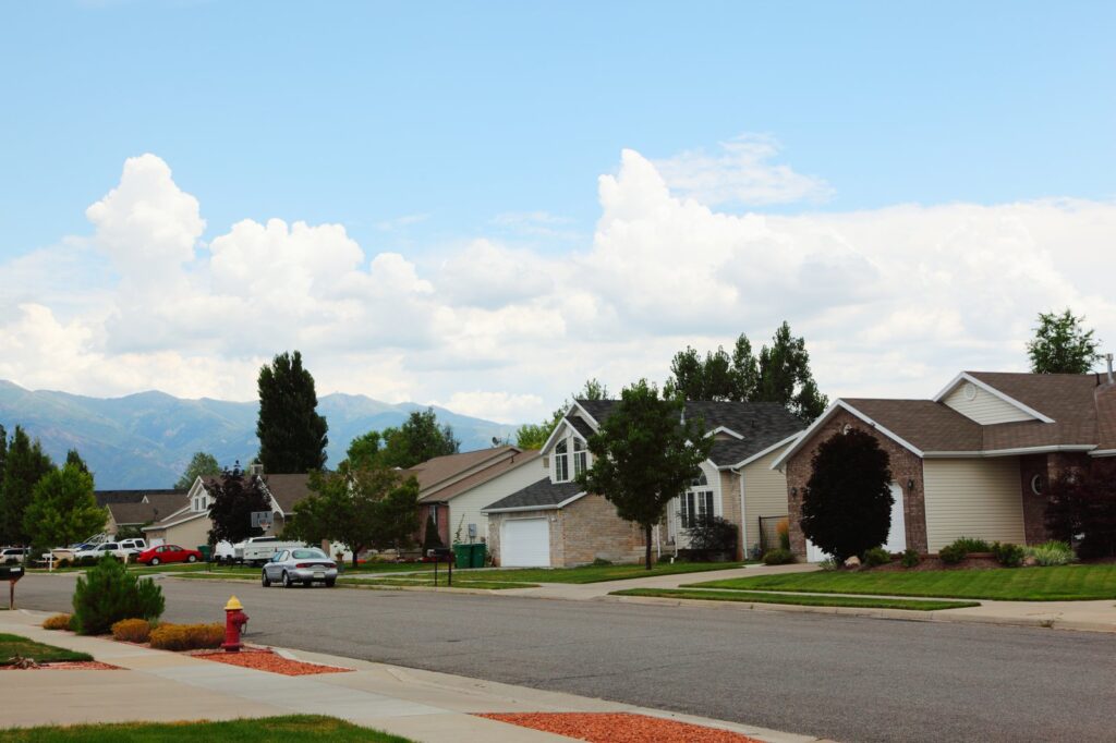 A suburban American neighborhood; housing, technology, and household finances have all shifted significantly over the past decade