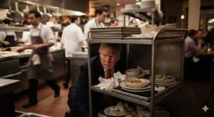Hiding With the Half-Eaten Rolls: The Comedic Reality of Trump’s Catering Cart Escape
