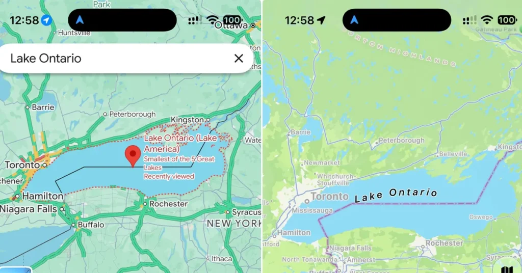 Apple Maps Follows Google in Renaming Lake Ontario ‘Lake America’