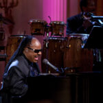 Stevie Wonder performing on stage