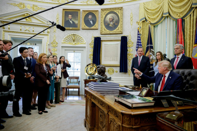 The White House Said It Was Banning Three Newsrooms. On Saturday It Started Taking Badges.