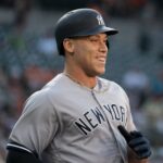 Aaron Judge playing right field for the New York Yankees