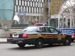 A Detroit Police Department patrol vehicle
