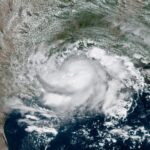 Satellite image of Tropical Storm Edouard over the Atlantic Ocean