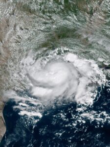 Satellite image of Tropical Storm Edouard over the Atlantic Ocean