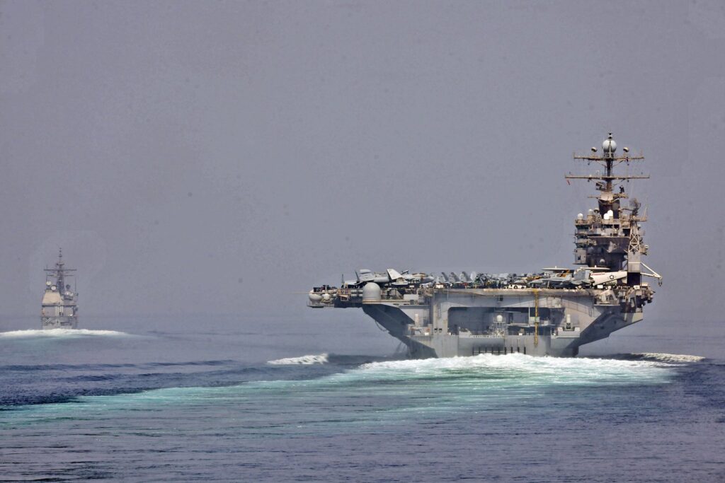 US Navy vessels transiting the Strait of Hormuz amid the Gulf military presence review
