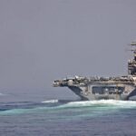 US Navy vessels transiting the Strait of Hormuz amid the Gulf military presence review