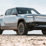A Rivian R1T electric pickup truck