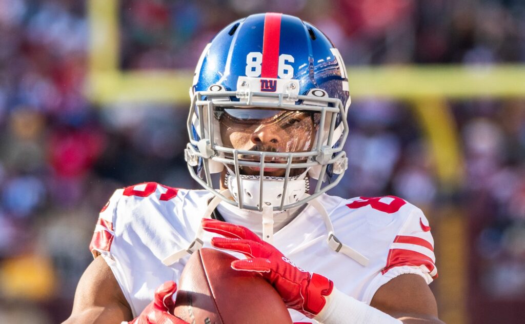 Darius Slayton playing wide receiver for the New York Giants. Photo by Alexander Jonesi, licensed under CC BY-SA 2.0.