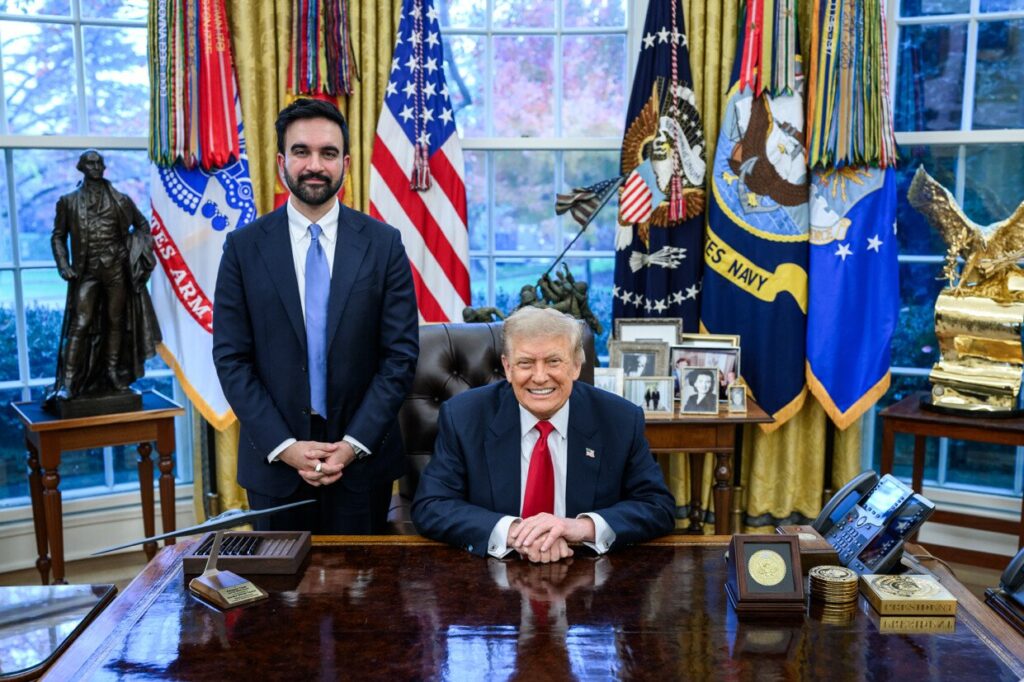 Donald Trump and Zohran Mamdani meeting in the Oval Office