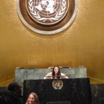 The United Nations General Assembly hall in New York