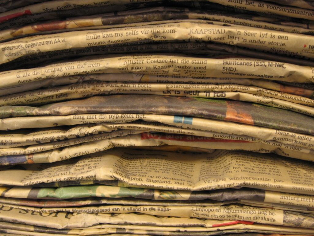 A stack of newspapers