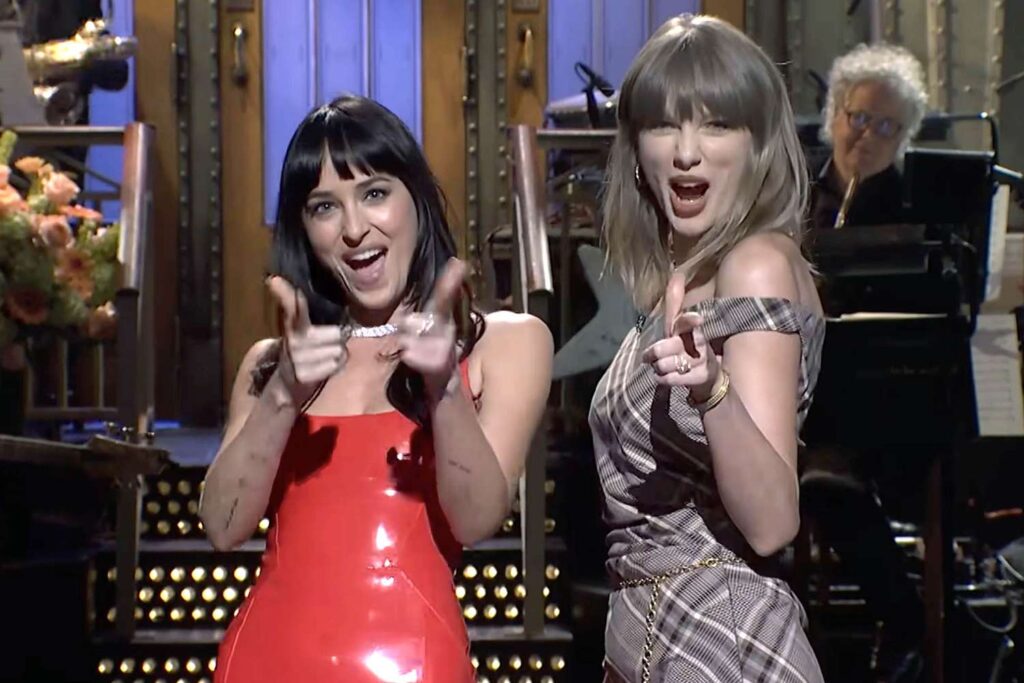 Taylor Swift Crashed Dakota Johnson’s SNL Monologue to Joke About Her Dating Musicians