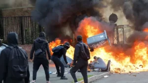 Trump Says America Will Burn Like France if Democrats Win. France’s Government Says Its Riots Started Over Schools and Prices.