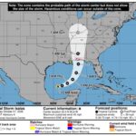 NHC forecast cone for Isaias with Gulf Coast watches